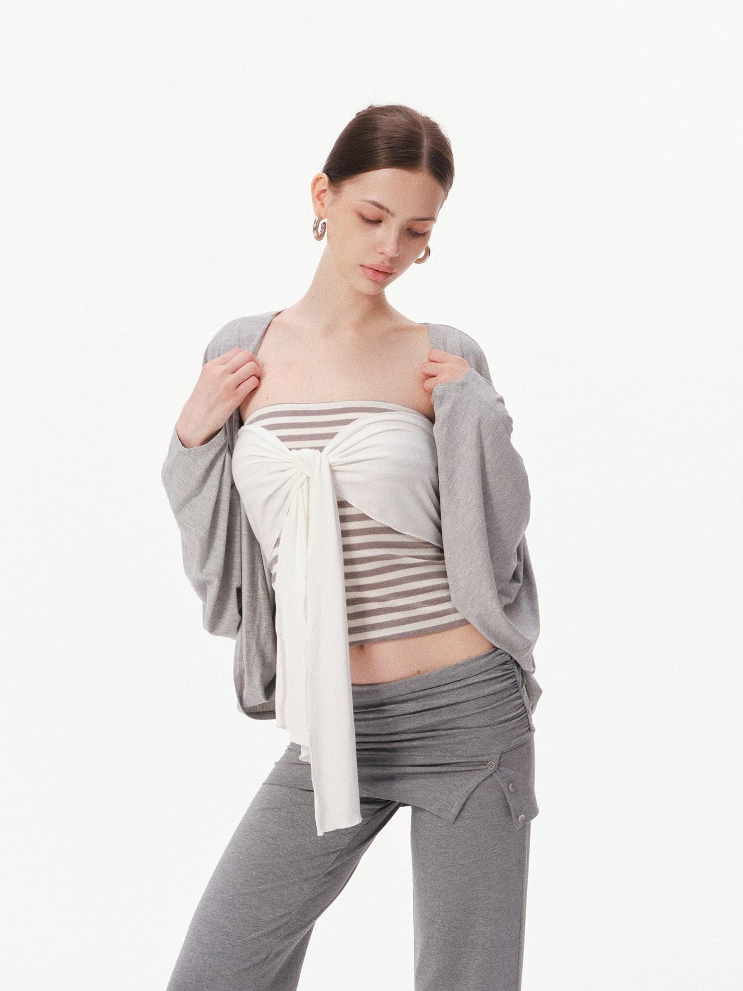 innerflow Striped Bustier Relaxed Gray Women&