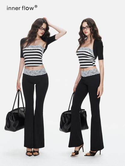 innerflow Striped Lace Polka Dot Strapless Cardigan Women&
