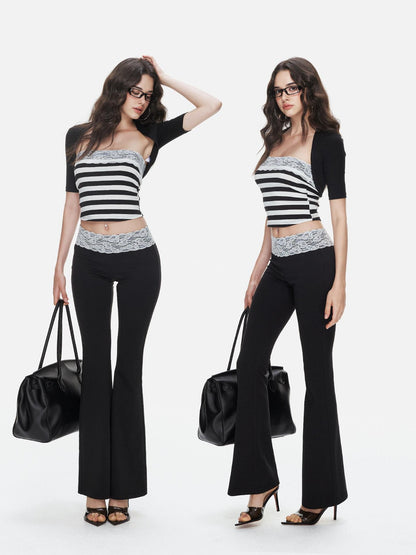 innerflow Striped Lace Polka Dot Strapless Cardigan Women&
