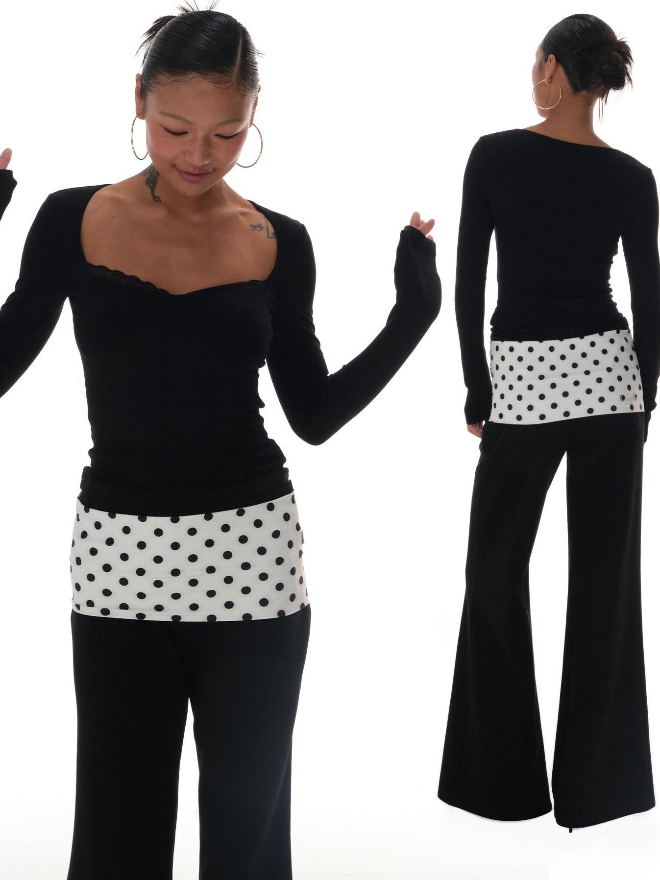 innerflow Tri Color Layered Polka Dot Stripe Leopard Print Women&