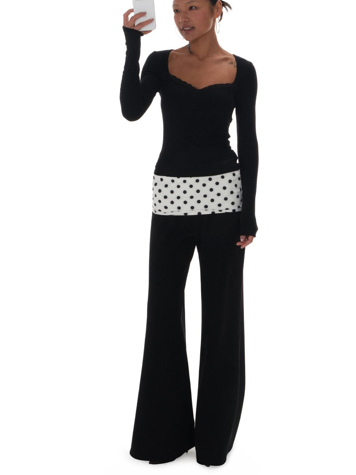 innerflow Tri Color Layered Polka Dot Stripe Leopard Print Women&