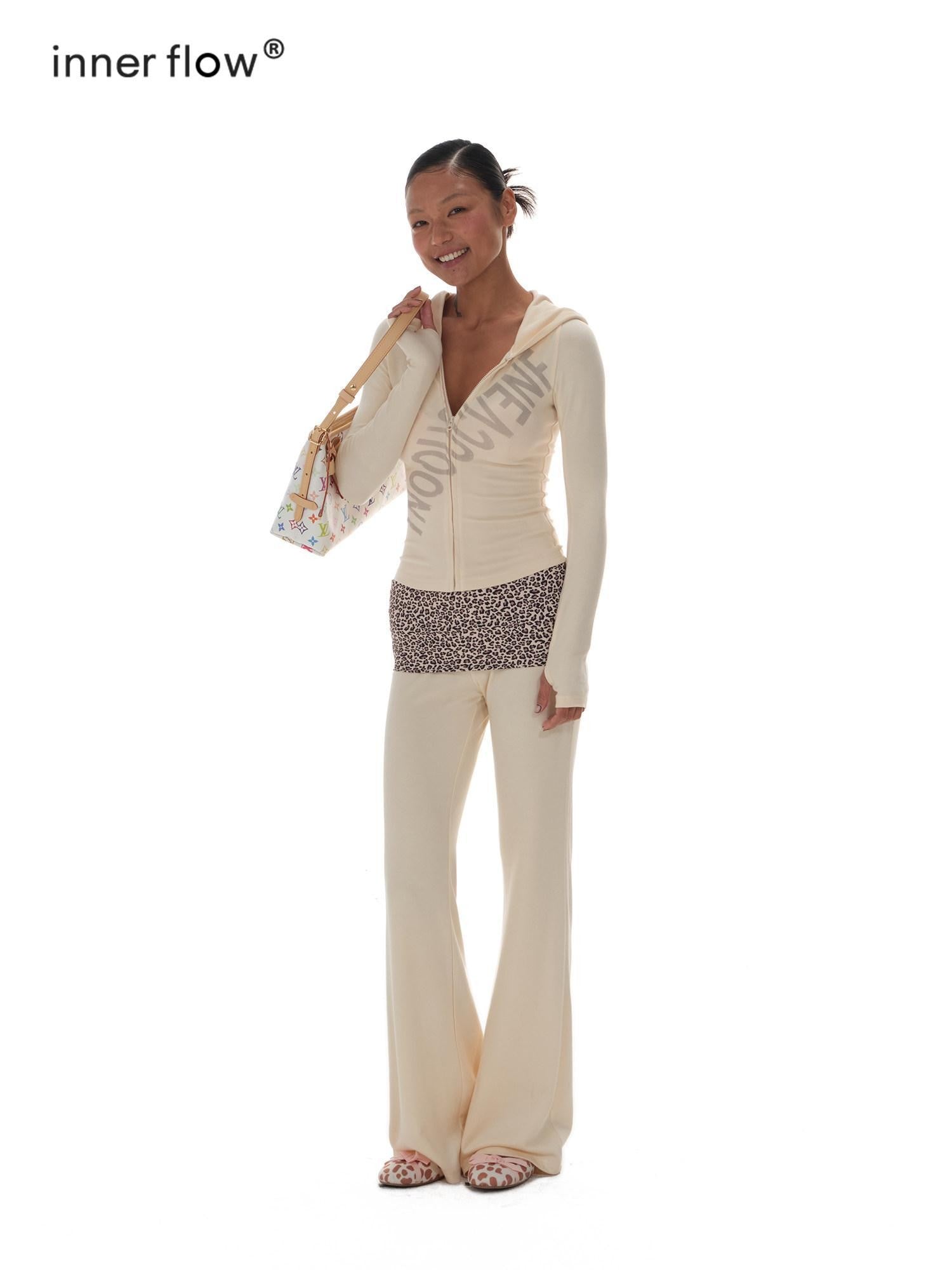 innerflow Tri Color Layered Polka Dot Stripe Leopard Print Women&
