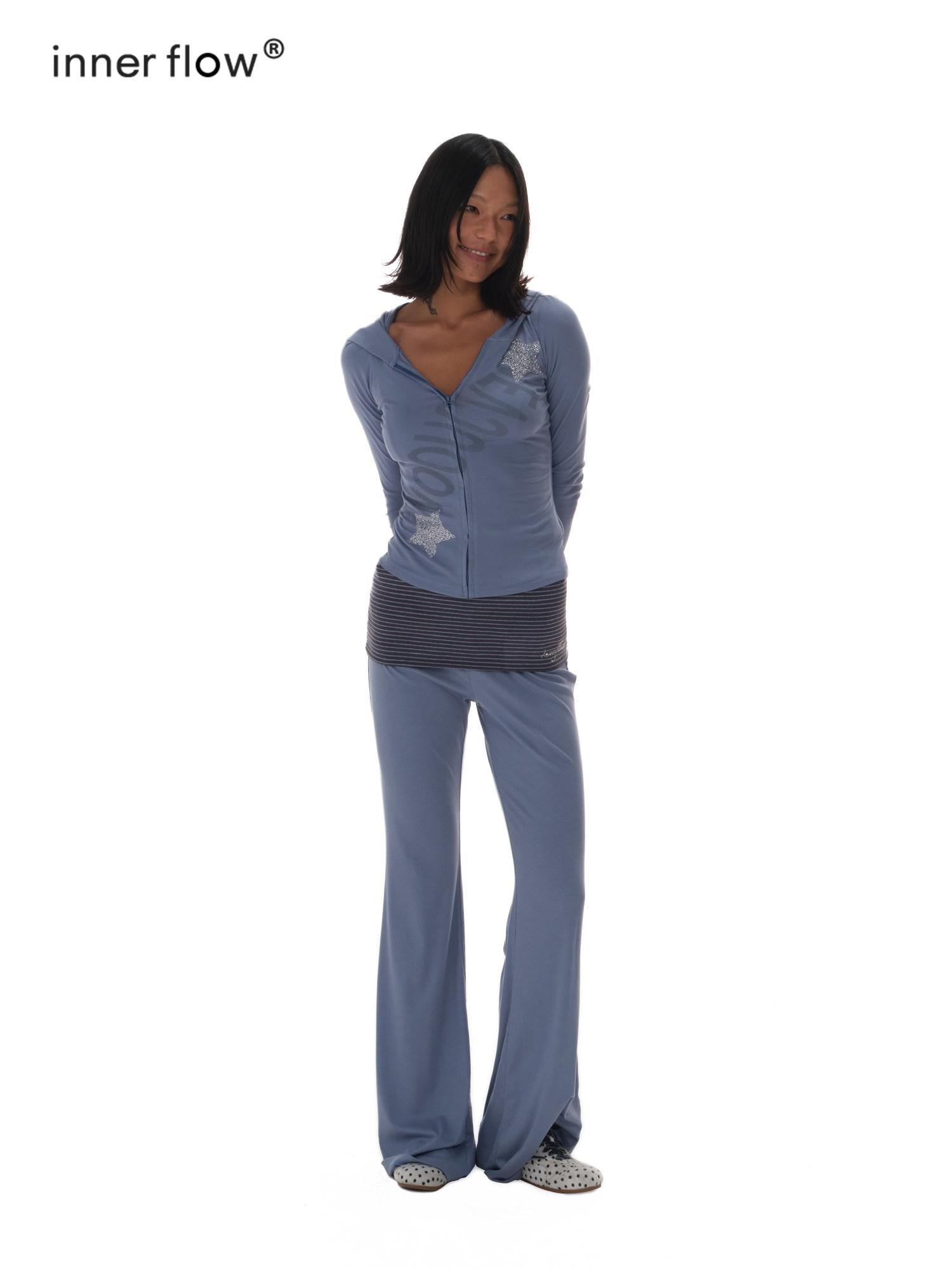 innerflow Tri Color Layered Polka Dot Stripe Leopard Print Women&