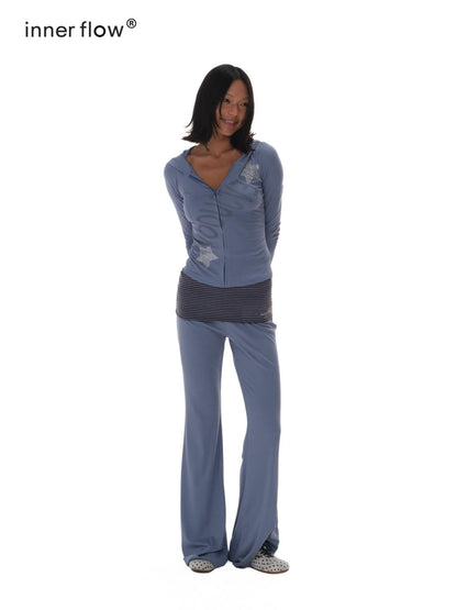 innerflow Tri Color Layered Polka Dot Stripe Leopard Print Women&