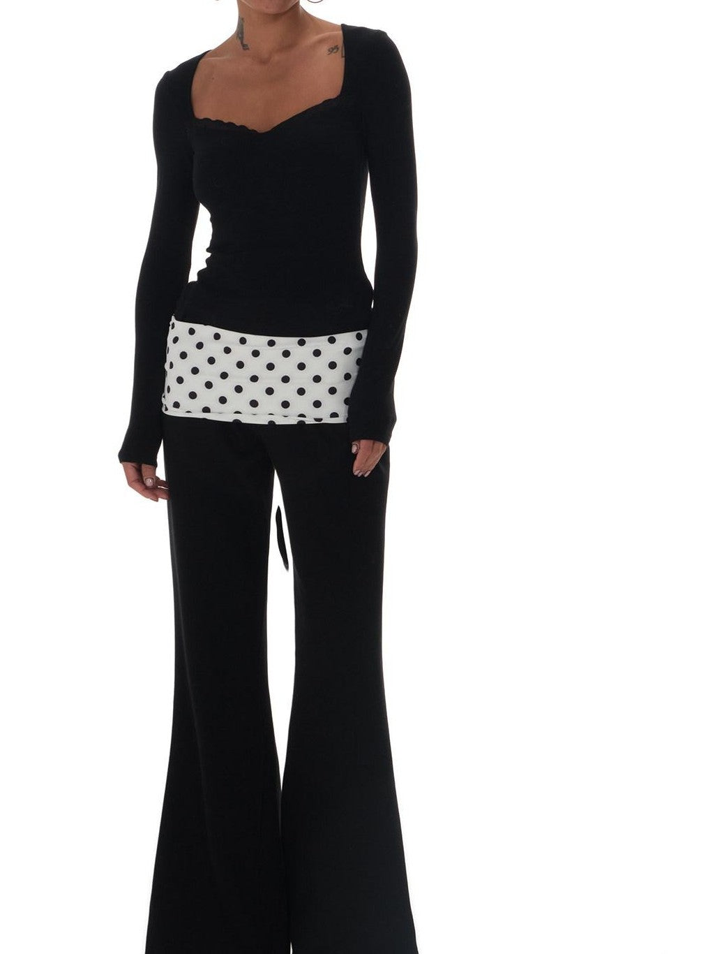 innerflow Tri Color Layered Polka Dot Stripe Leopard Print Women&