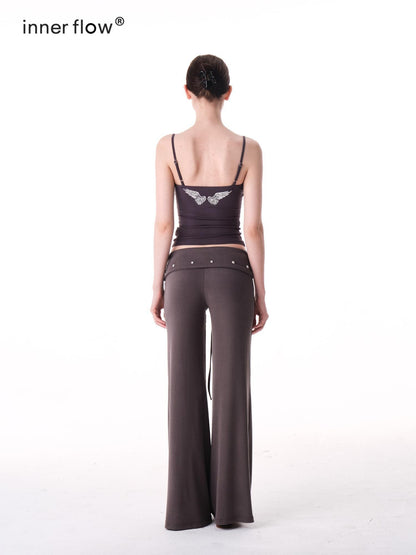 innerflow Tricolor Silver Foil Wing Square Neck Open Back Women&