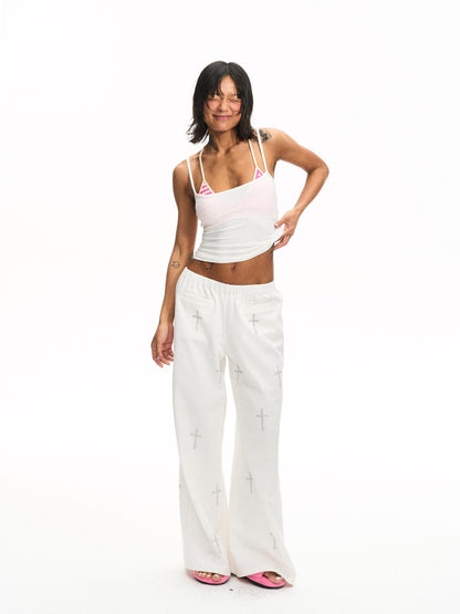 innerflow Tricolor Silver Foil Wing Square Neck Open Back Women&