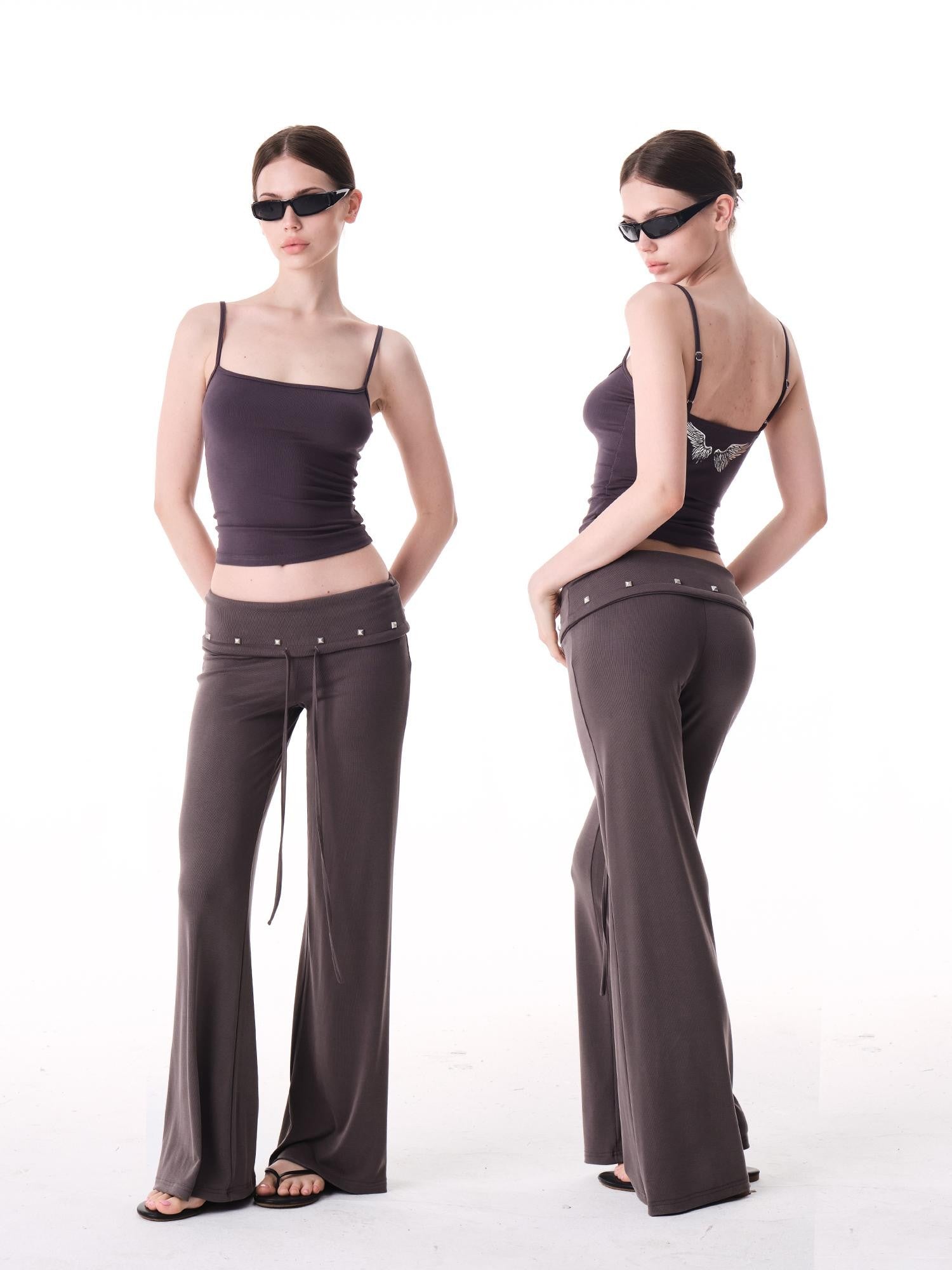 innerflow Tricolor Silver Foil Wing Square Neck Open Back Women&
