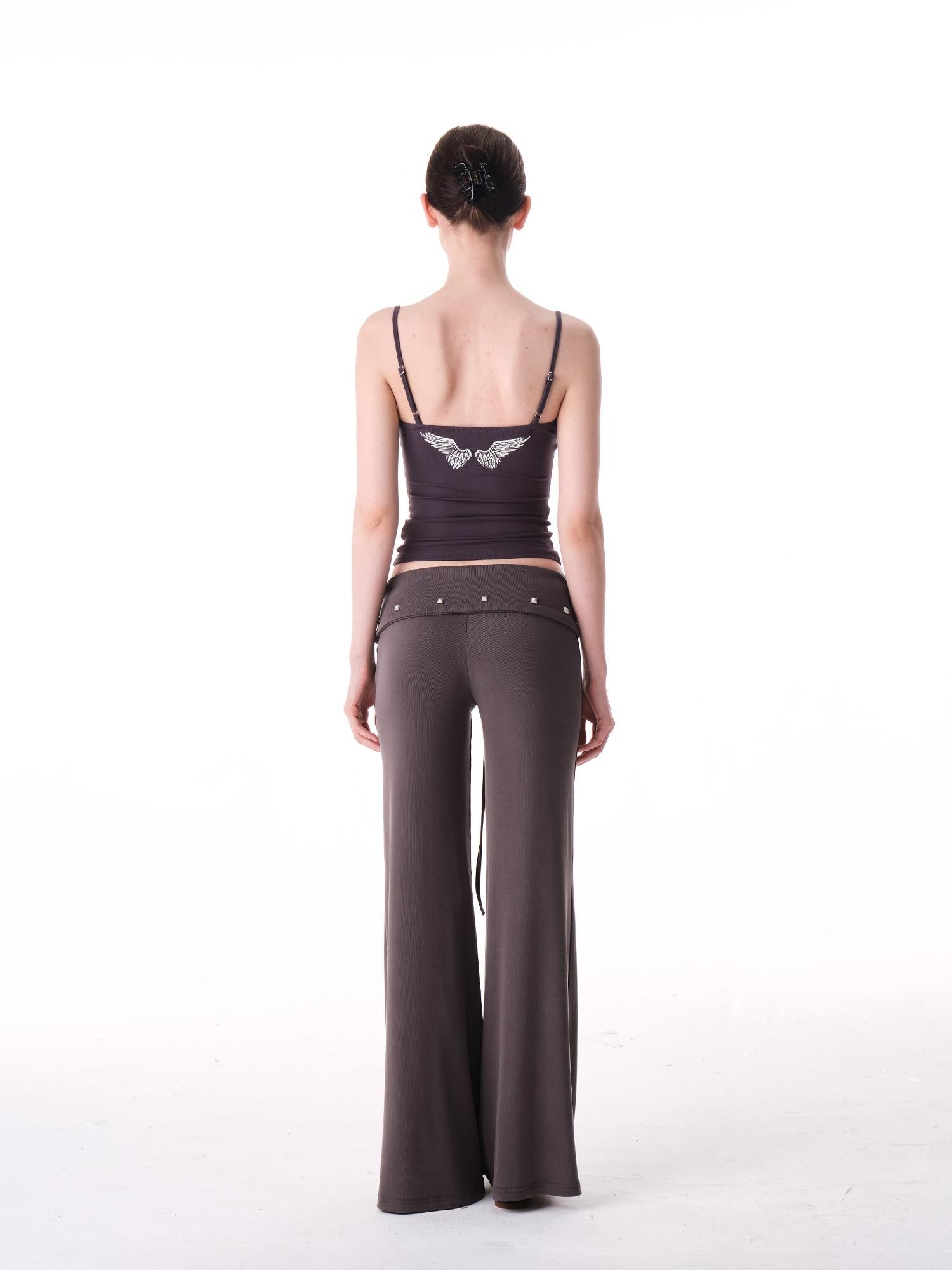 innerflow Tricolor Silver Foil Wing Square Neck Open Back Women&
