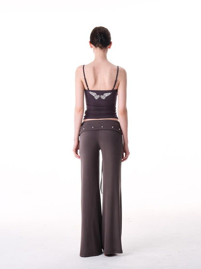 innerflow Tricolor Silver Foil Wing Square Neck Open Back Women&