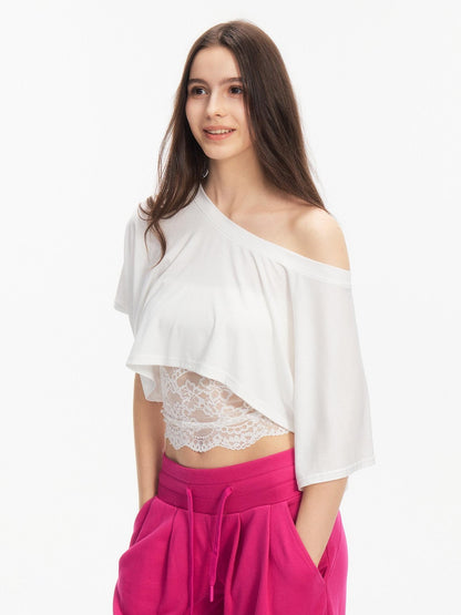 innerflow Two Tone Cutout Drapey Crop Two Piece Women&