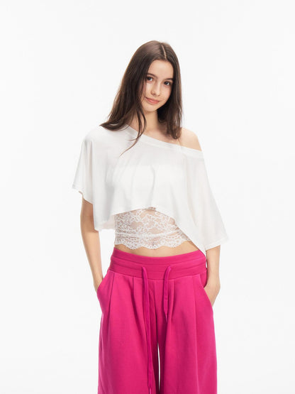 innerflow Two Tone Cutout Drapey Crop Two Piece Women&