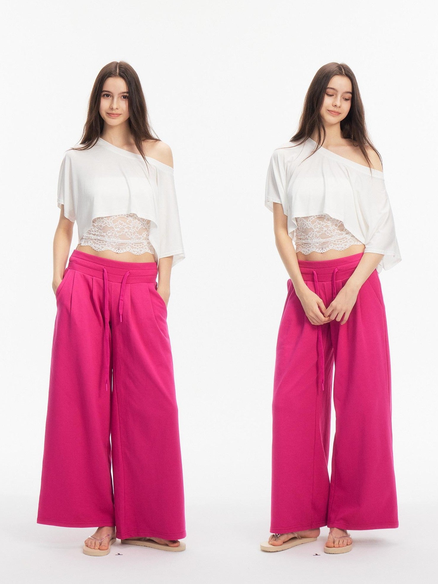 innerflow Two Tone Cutout Drapey Crop Two Piece Women&