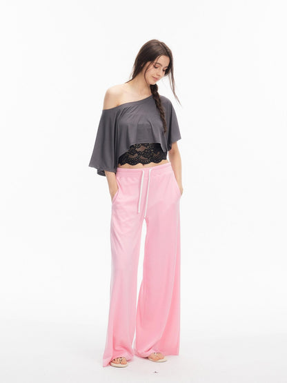 innerflow Two Tone Cutout Drapey Crop Two Piece Women&