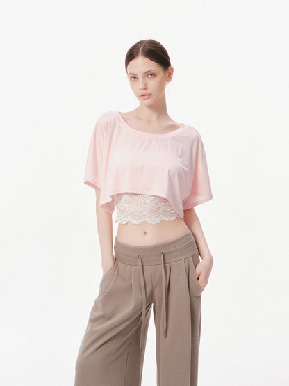 innerflow Two Tone Cutout Drapey Crop Two Piece Women&