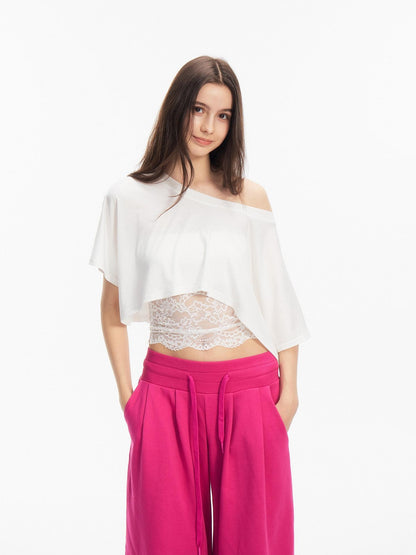 innerflow Two Tone Cutout Drapey Crop Two Piece Women&