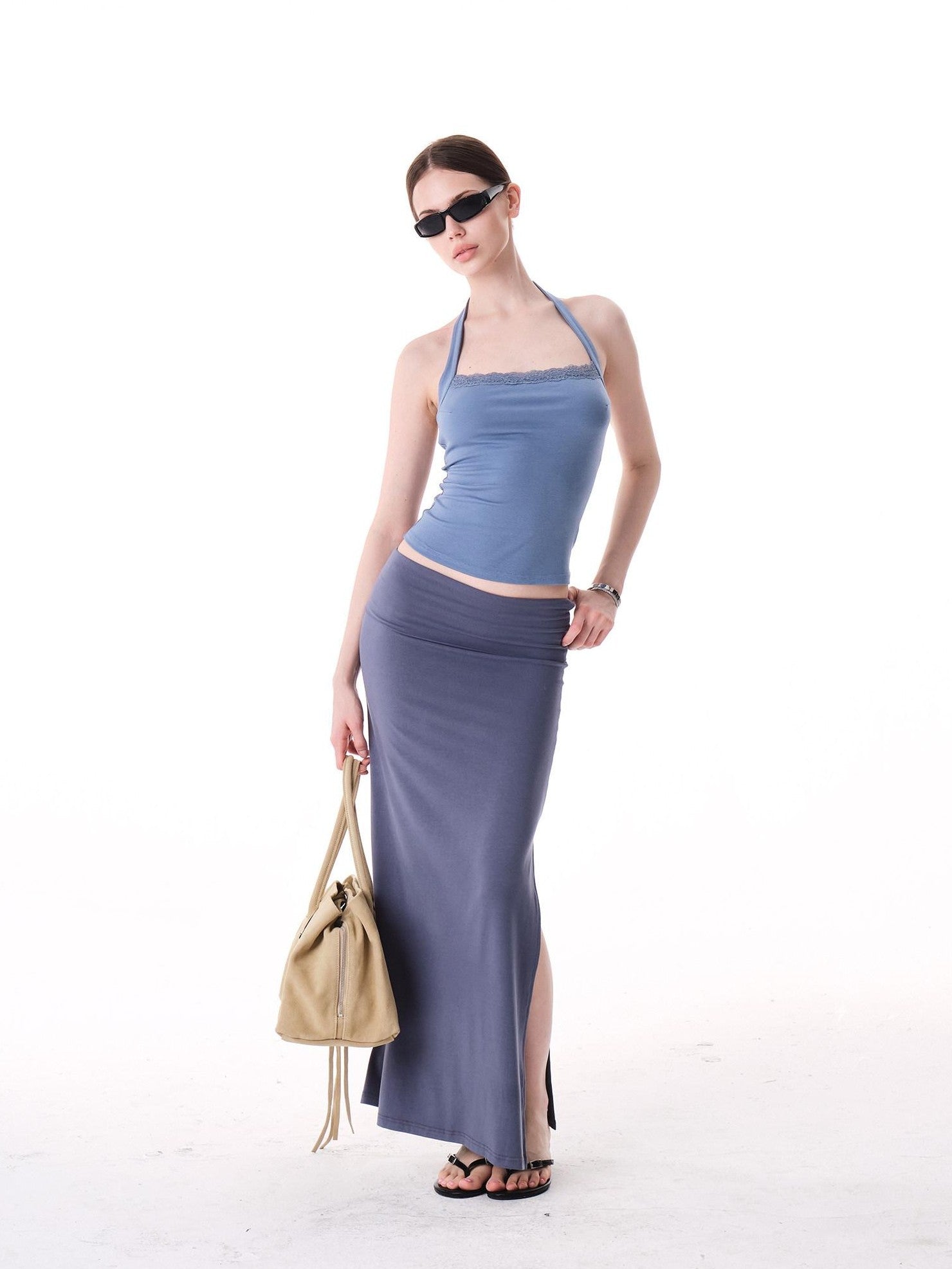 innerflow Two Tone Lace Back Cropped Fitted Women&