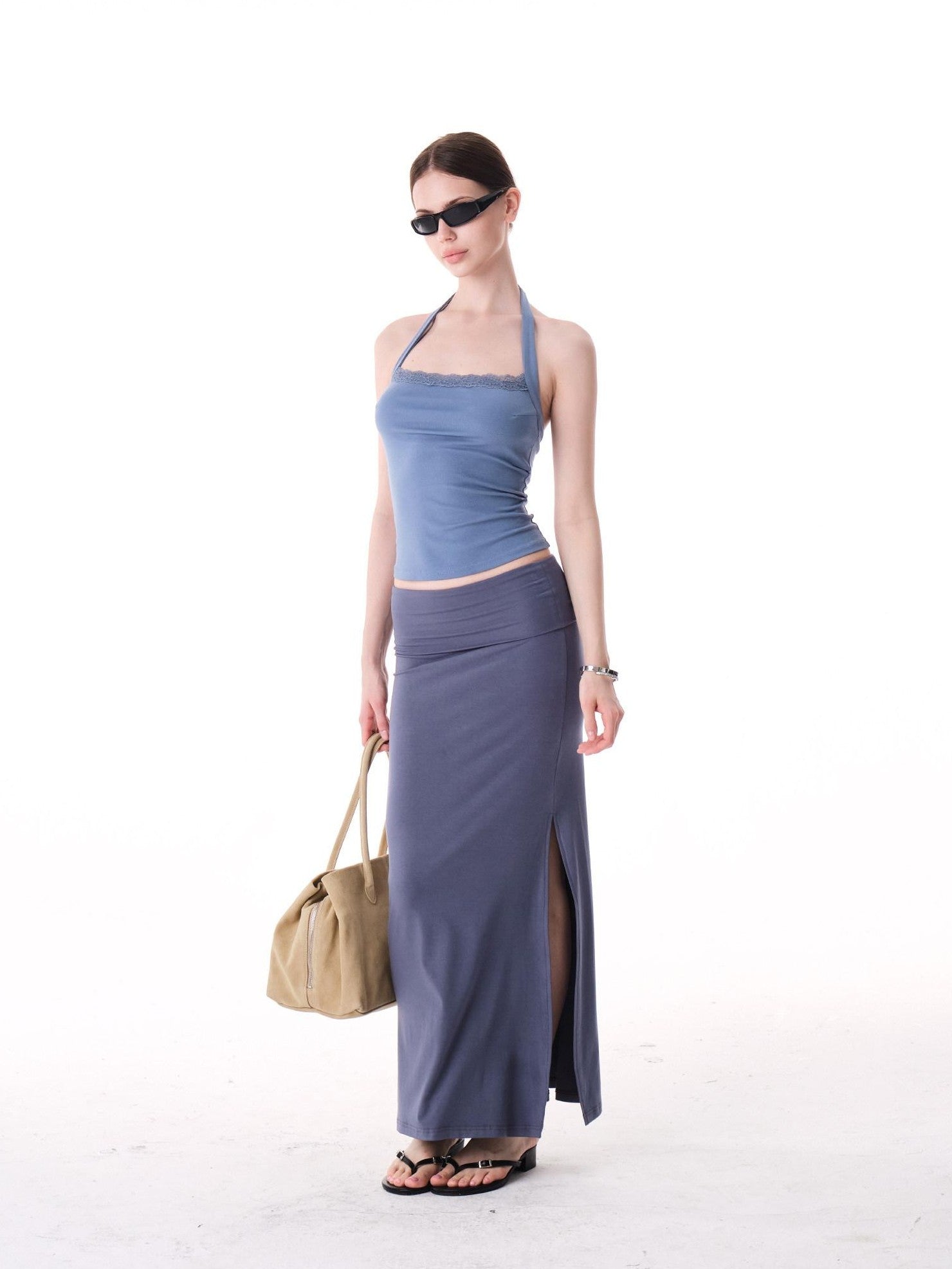 innerflow Two Tone Lace Back Cropped Fitted Women&