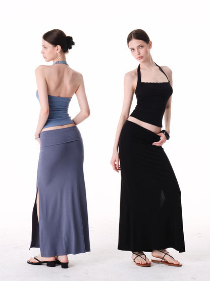 innerflow Two Tone Lace Back Cropped Fitted Women&