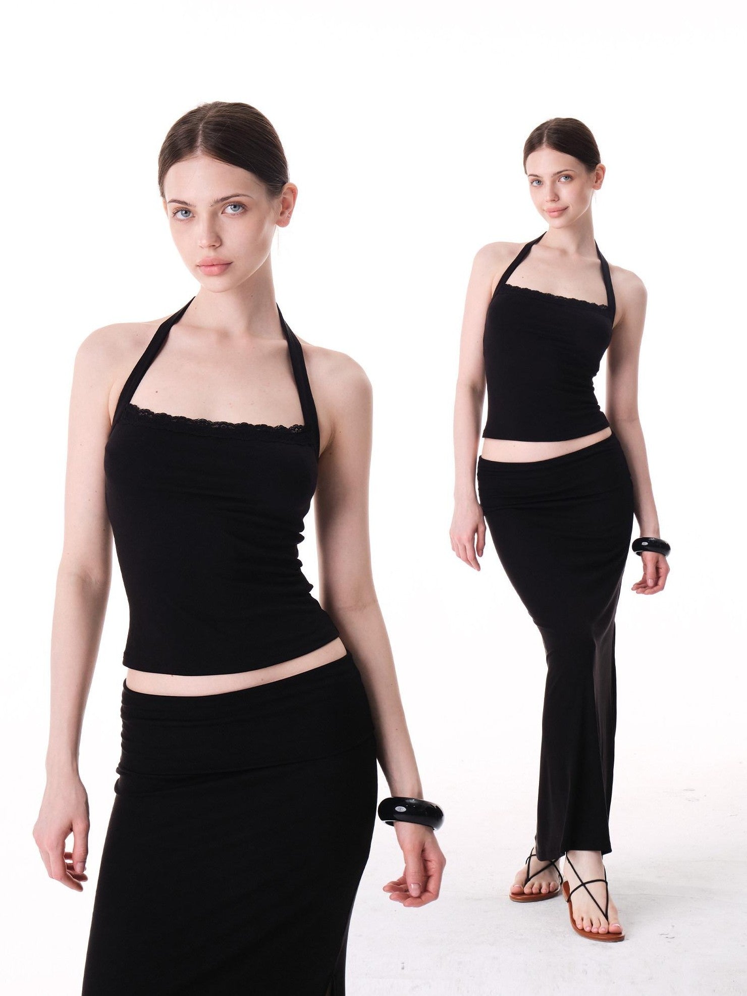 innerflow Two Tone Lace Back Cropped Fitted Women&
