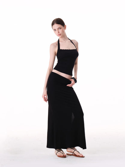 innerflow Two Tone Rolled Hem Side Slit Drapey Slim Fit Women&