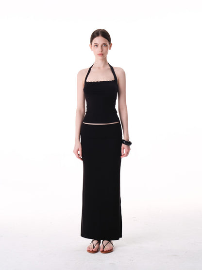 innerflow Two Tone Rolled Hem Side Slit Drapey Slim Fit Women&