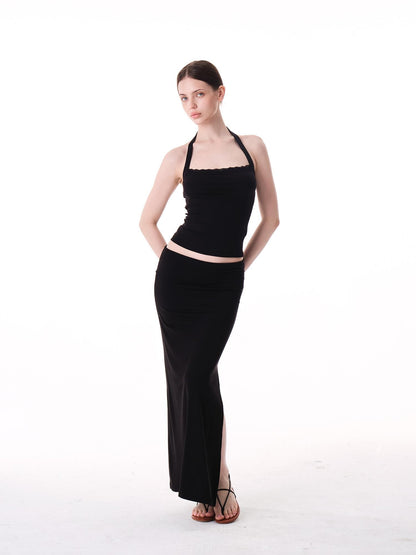 innerflow Two Tone Rolled Hem Side Slit Drapey Slim Fit Women&