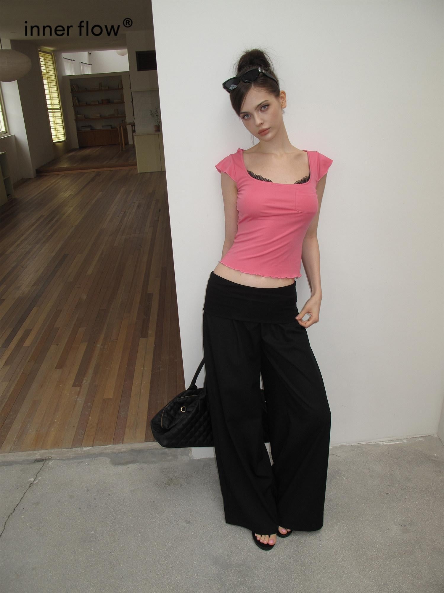 innerflow Two Tone Turn Up Cuff Relaxed Slimming Women&