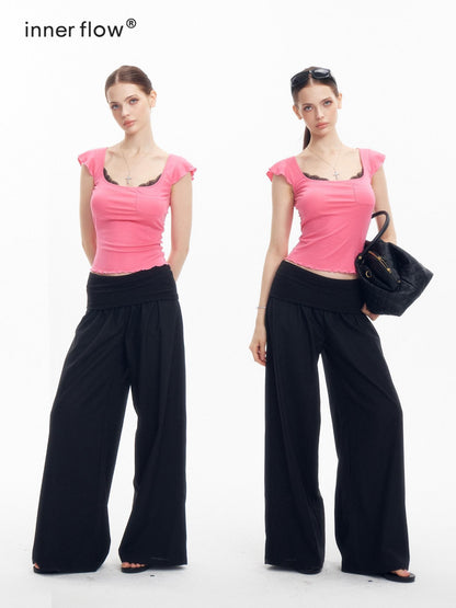innerflow Two Tone Turn Up Cuff Relaxed Slimming Women&