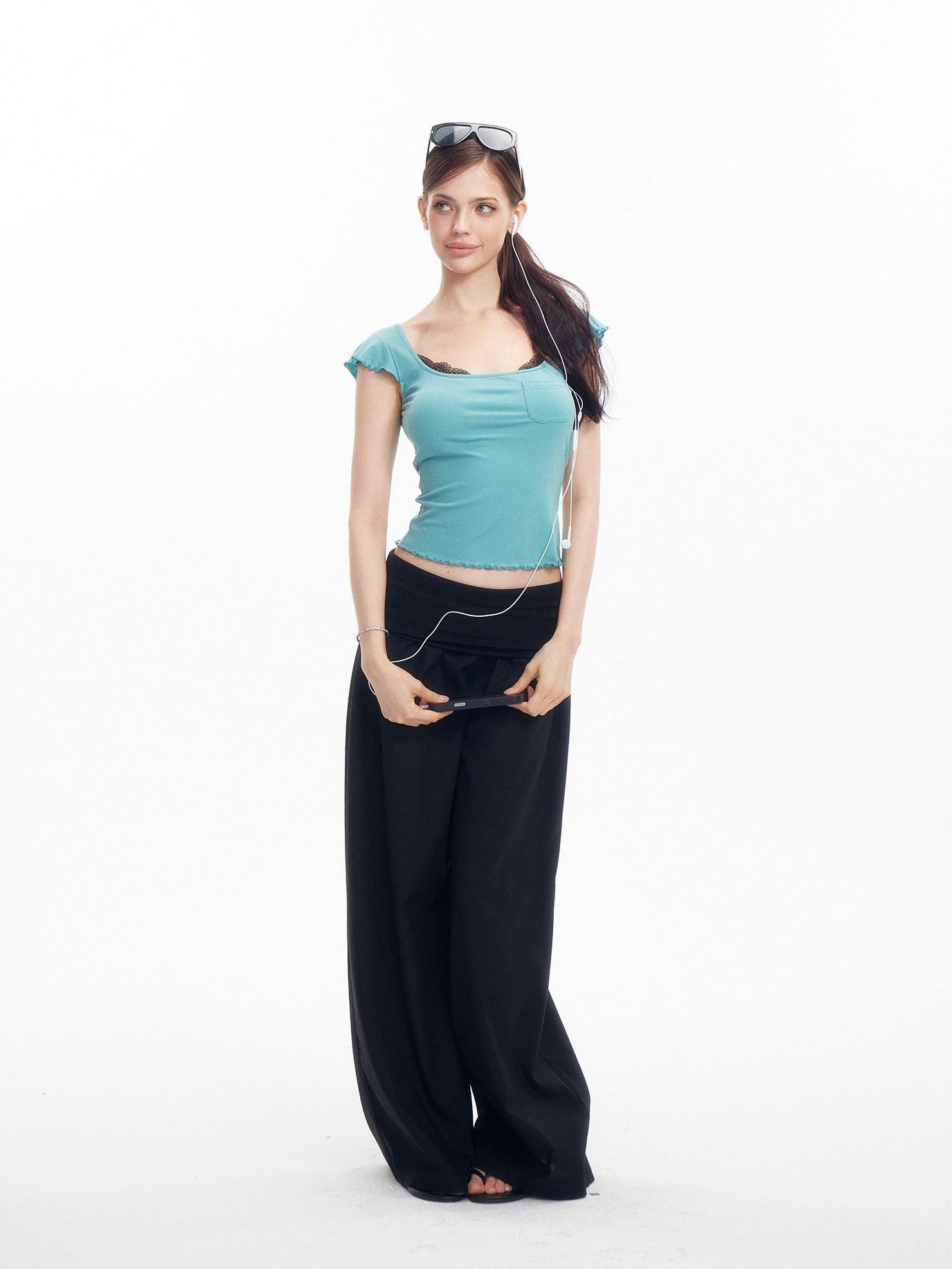 innerflow Two Tone Turn Up Cuff Relaxed Slimming Women&