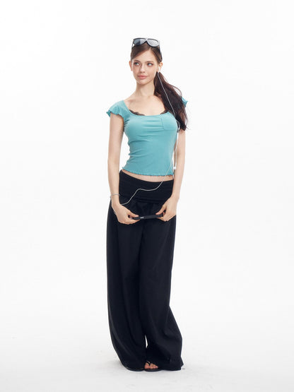 innerflow Two Tone Turn Up Cuff Relaxed Slimming Women&