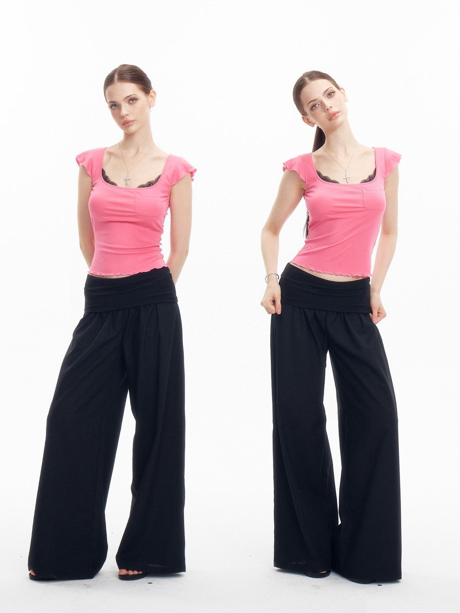 innerflow Two Tone Turn Up Cuff Relaxed Slimming Women&