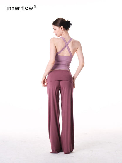 innerflow Two Tone Twist Knot Backless V-neck Ruching Slim Women&