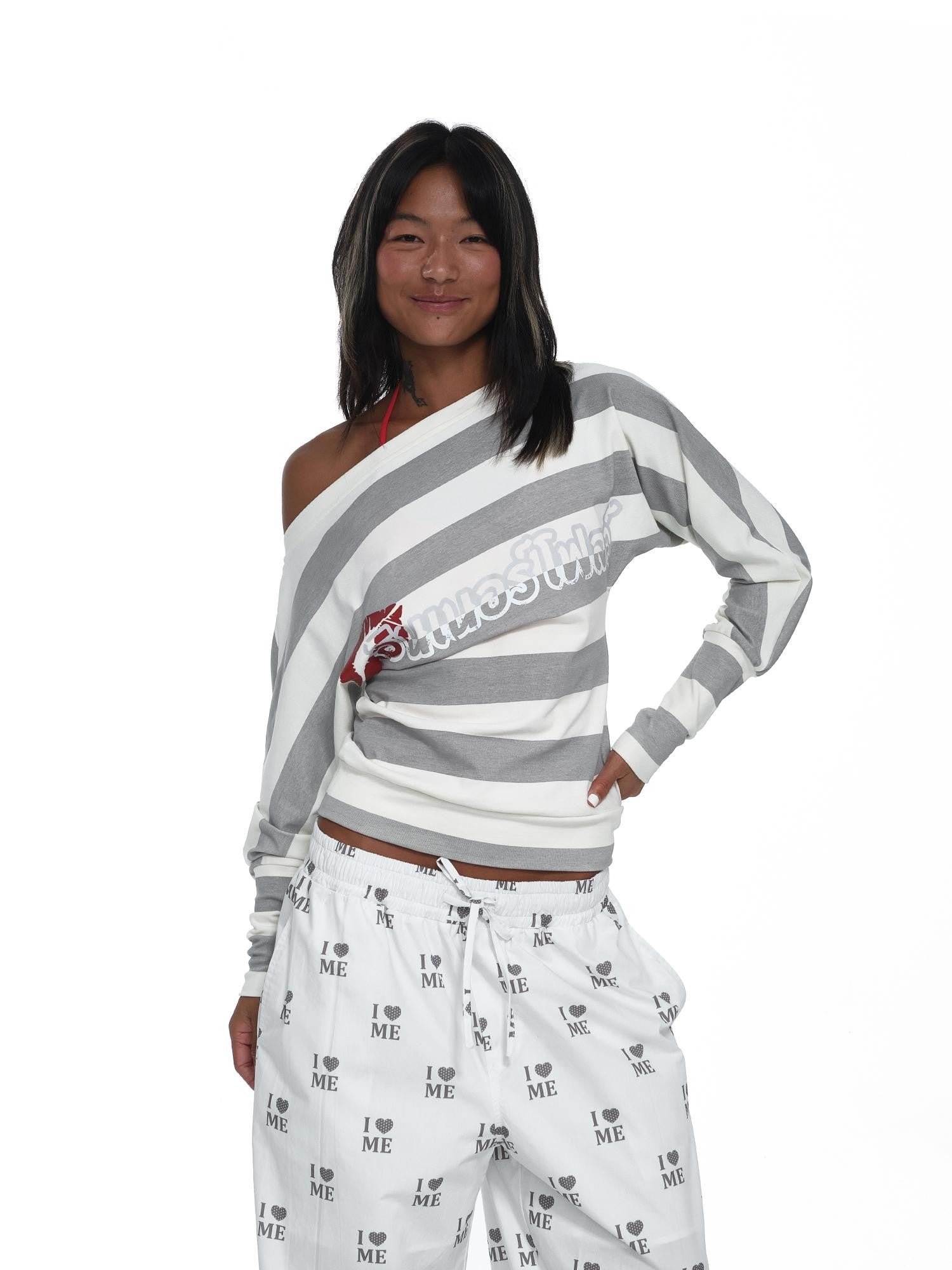 innerflow Wide Stripe Lip Print Bardot Women&