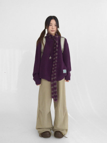 innomoood 100 Percent Cotton Commuter Wide Leg Raw Hem Elastic Waist Women Pants