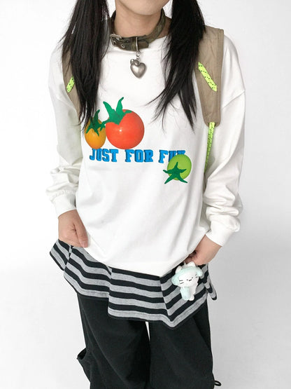 3D Printed Tomato Graphic Relaxed Fit T-shirt