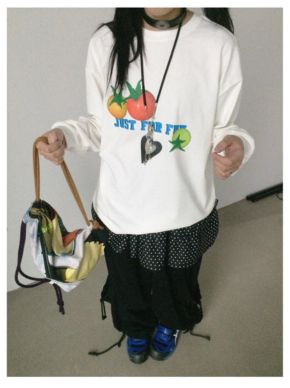 3D Printed Tomato Graphic Relaxed Fit T-shirt