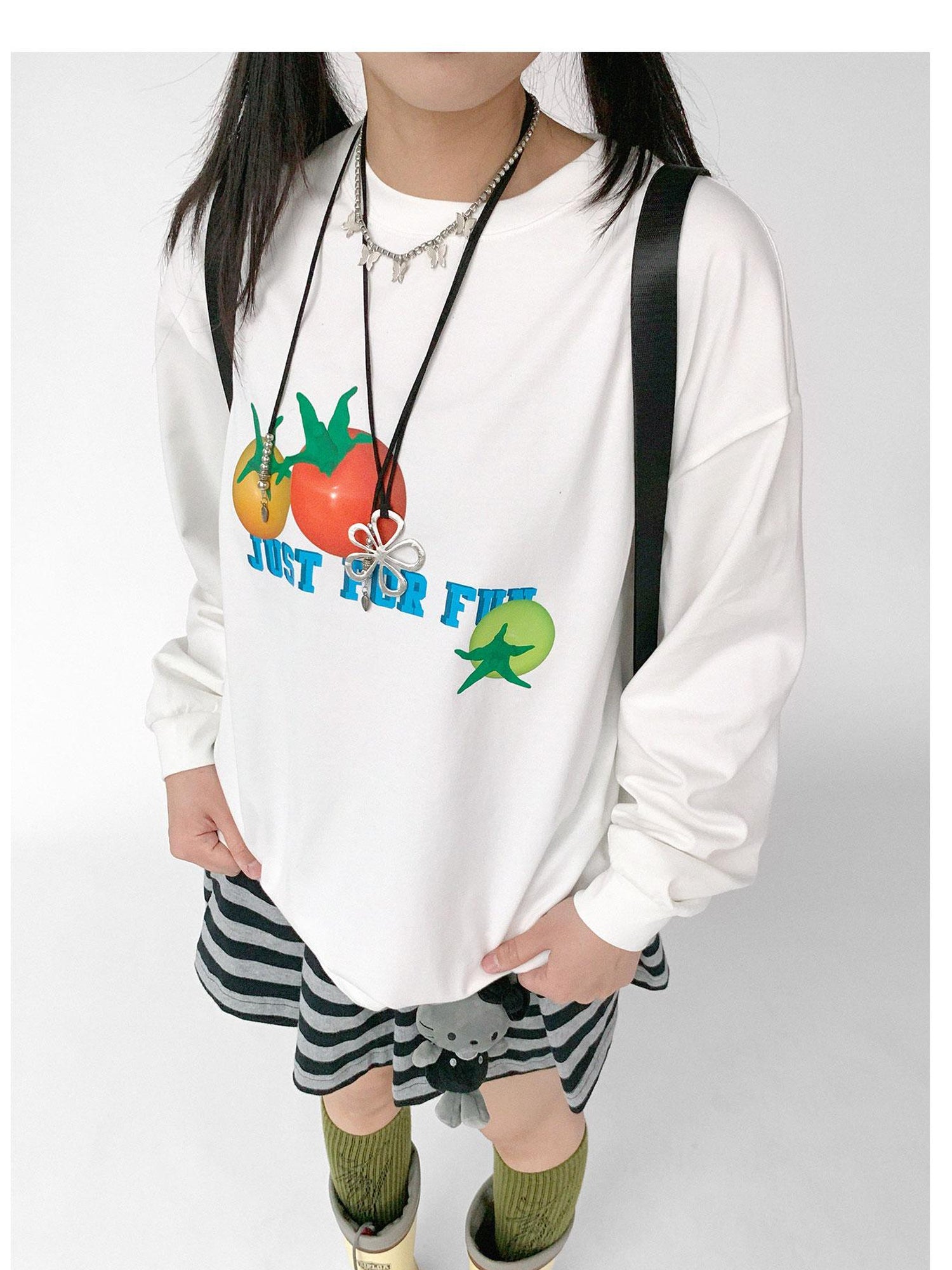 innomoood 3D Printed Tomato Graphic Relaxed Fit T-shirt