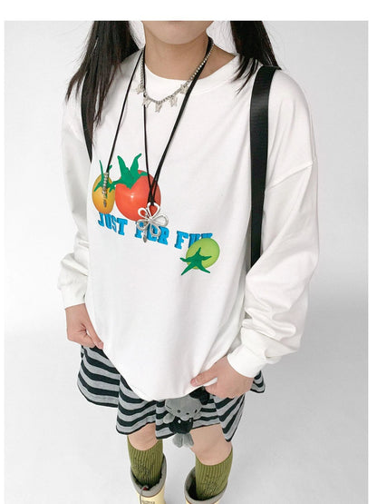 3D Printed Tomato Graphic Relaxed Fit T-shirt