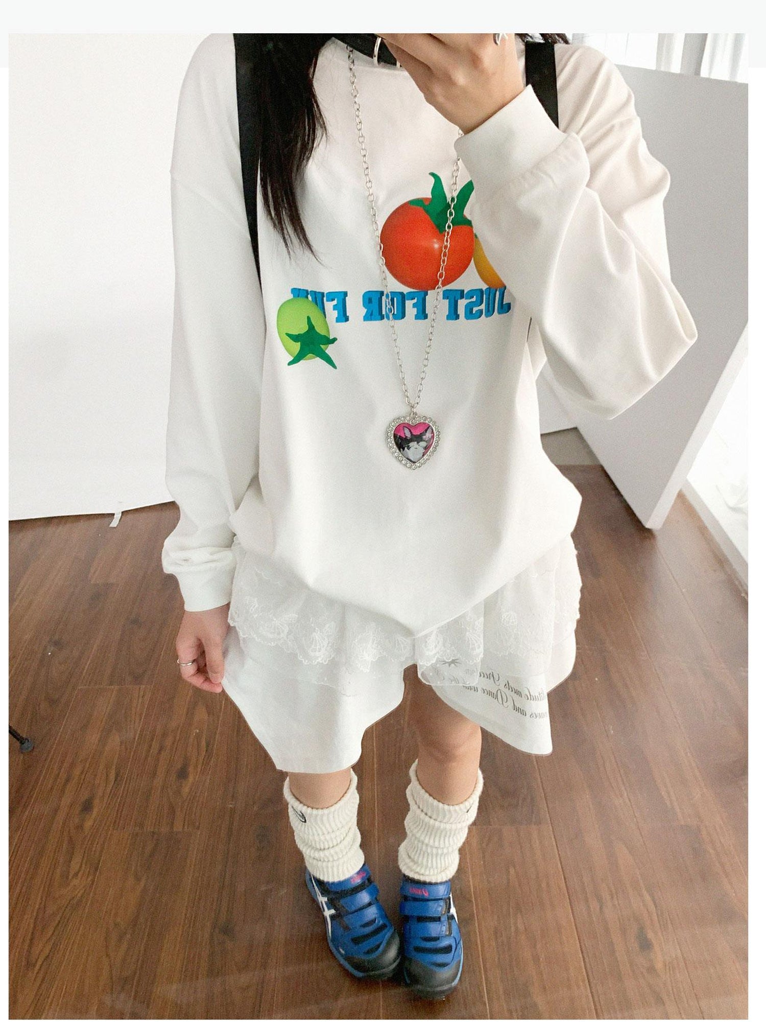innomoood 3D Printed Tomato Graphic Relaxed Fit T-shirt