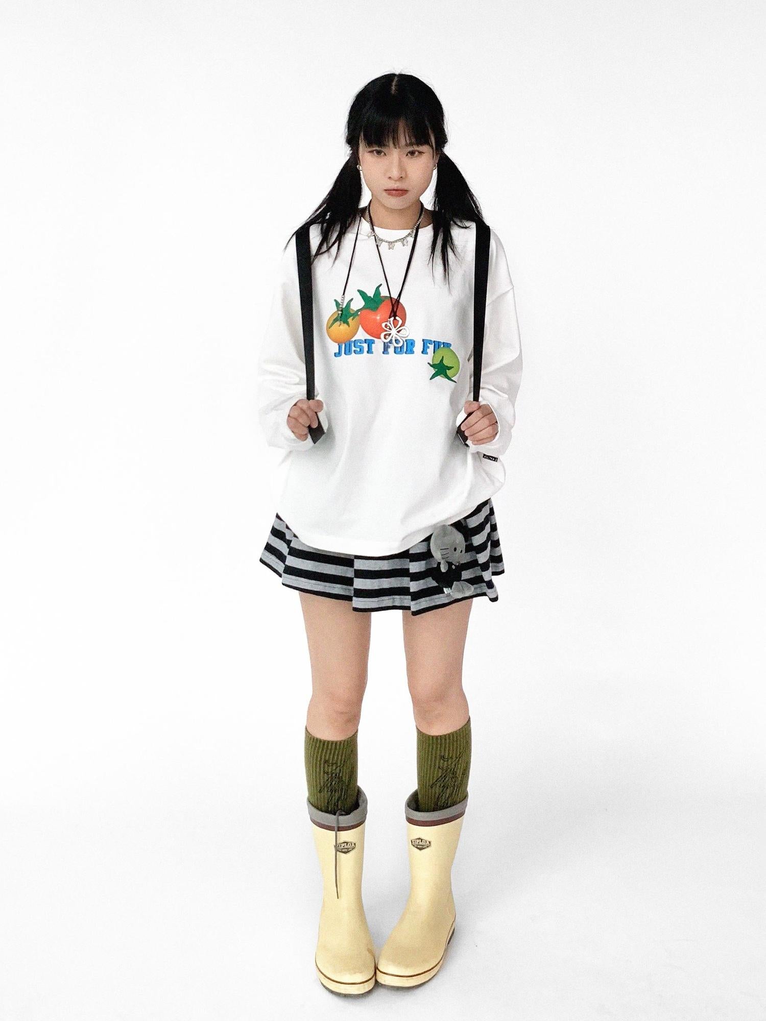 innomoood 3D Printed Tomato Graphic Relaxed Fit T-shirt