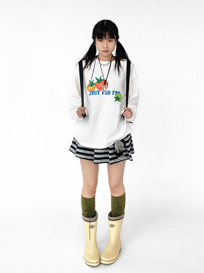 innomoood 3D Printed Tomato Graphic Relaxed Fit T-shirt