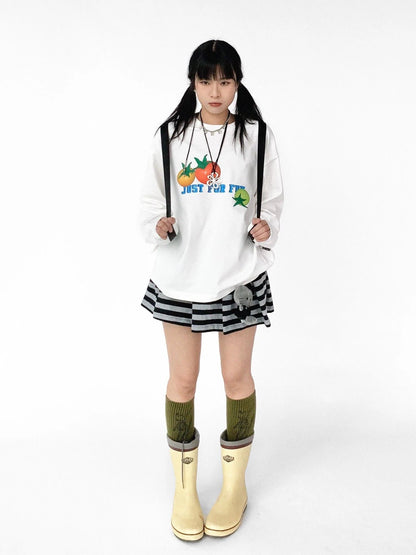 3D Printed Tomato Graphic Relaxed Fit T-shirt