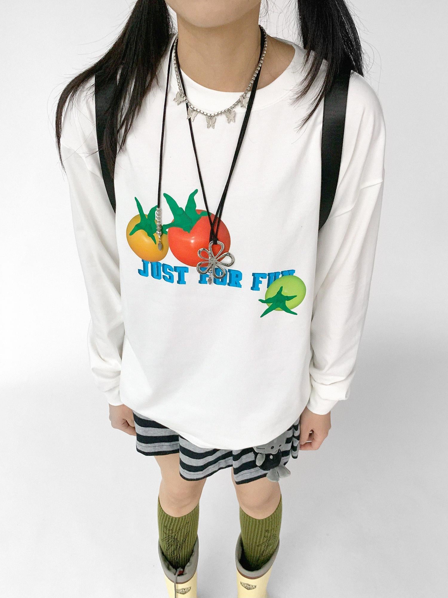 innomoood 3D Printed Tomato Graphic Relaxed Fit T-shirt