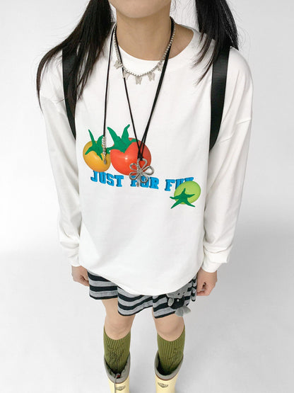 innomoood 3D Printed Tomato Graphic Relaxed Fit T-shirt