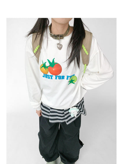 innomoood 3D Printed Tomato Graphic Relaxed Fit T-shirt