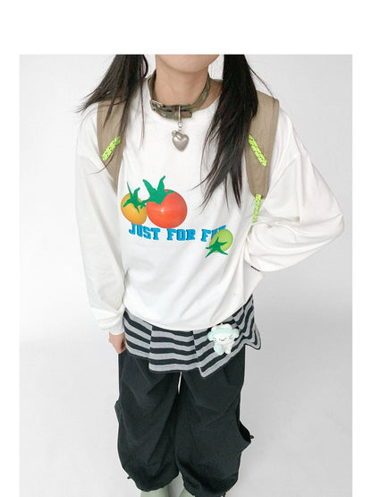 3D Printed Tomato Graphic Relaxed Fit T-shirt