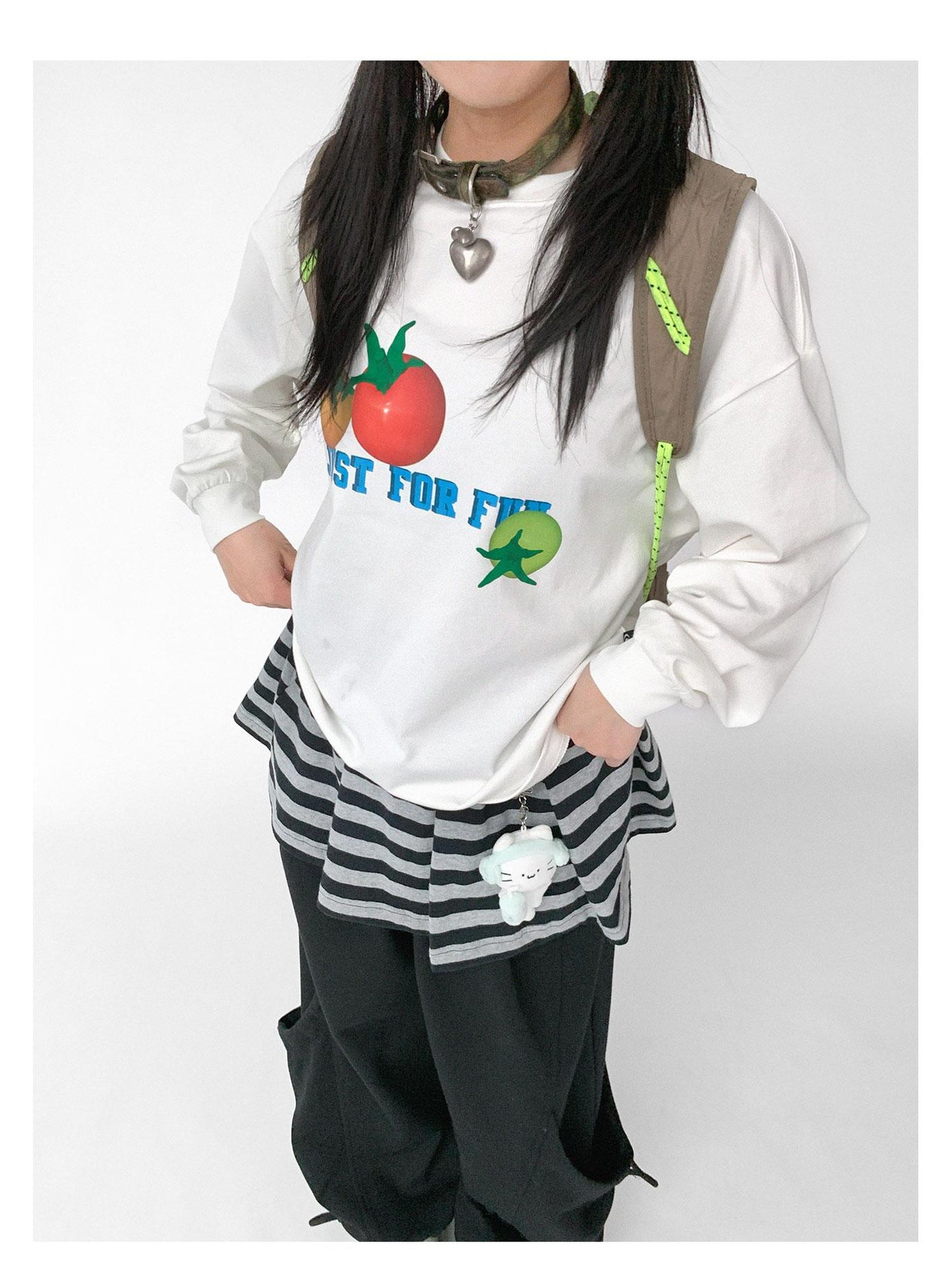 innomoood 3D Printed Tomato Graphic Relaxed Fit T-shirt