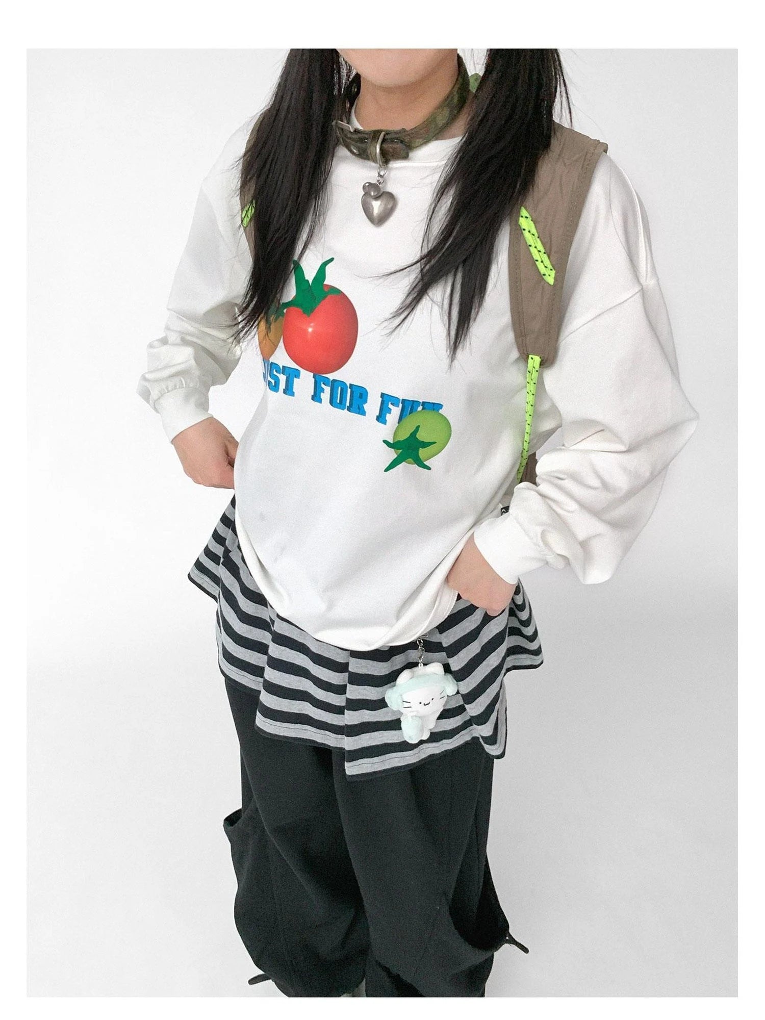 3D Printed Tomato Graphic Relaxed Fit T-shirt