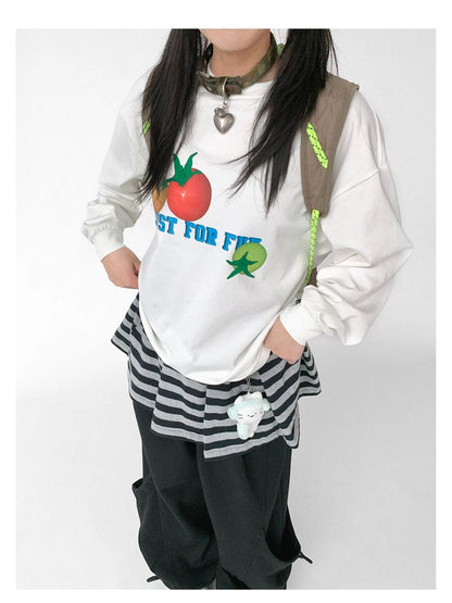 3D Printed Tomato Graphic Relaxed Fit T-shirt